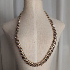 Gold Tone 925 Sterling Silver Swarovski Necklace